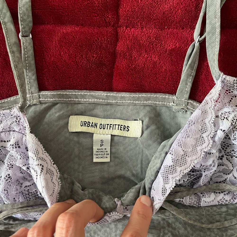 Urban Outfitters Snakeskin Mesh Tank with Purple Lace - Picture 3 of 3